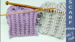 Easy Scarf knitting stitch pattern: Identical on both sides (only 2 rows) - So Woolly