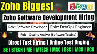 Zoho Biggest Software Development Hiring Announced | 3 Different Hiring | OFF Campus 2025-2020 Batch