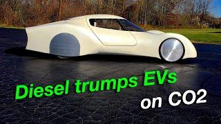 Diesel Omega Car DESTROYS Tesla 3 on CO2 emissions AND cost per mile -The Math