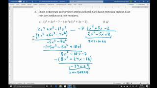 Matematika DBH3 - Polinomioei buruzko azterketaren zuzenketa