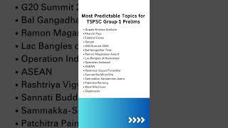 TSPSC Group-1 Prelims Predictable Topics #shorts #tspscgroup1 #tspscgroup2 #tspsc