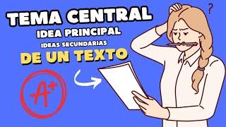 Cómo identificar el TEMA CENTRAL, IDEA PRINCIPAL Y SECUNDARIAS de un texto