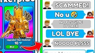 SCAMMING a SCAMMER for ULTIMATE TITAN CLOCKMAN in Toilet Tower Defense