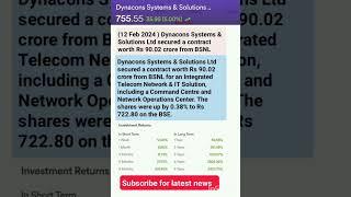 Dynacons Systems & Solutions Ltd secured a contract worth Rs 90.02 crore from BSNL (12 Feb 2024 )