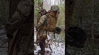 ICY Bushcraft Camp In Tarp Shelter #Bushcraft #camping #fypyoutube