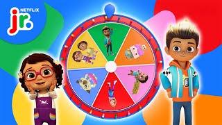 Mystery Wheel of Teamwork!  CoComelon Lane, Hot Wheels Let's Race, & More! | Netflix Jr