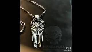 Skull angel 925 silver skull wing pendant SSP72 - MENSSKULL