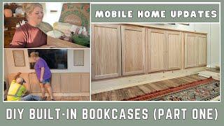 NEW DIY PROJECT | DIY living room BUILT-INS using stock cabinets (Phase one) | Mobile home updates