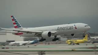 (4K) American Airlines Boeing 777-300ER SMOOTH LANDING at LAX!