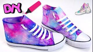 DIY galaxy SNEAKERS using ONLY markers - How to customize COOL SHOES DIY VIRAL TIK TOK crafts