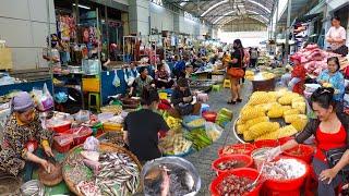 Cambodian Rotuine Food & Lifestyle @ Market - Salty Crab, Dried Fish, Pineapple& More