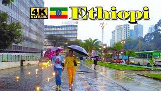 በፍጥነት ፏ ብሎ የተሰራው አዲሱ የቸርችል መንገድ በዝናብ| Addis Ababa Walking Tour  [4K] Tourist attractiveness