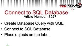 TekTip: How to Connect to a SQL Database