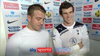 Gareth Bale & Rafael van der Vaart after ending Tottenham's wait for a win at Arsenal