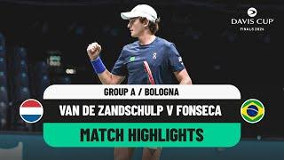 Van de Zandschulp v Fonseca Highlights | Netherlands v Brazil Davis Cup 2024 Finals Group Stage