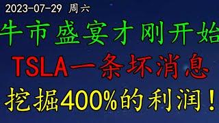 美股 大多头：牛市盛宴才刚开始！TSLA：一条坏消息。TSM：根会留在台湾。挖掘400%利润！底部形态逐渐成型！金融XLF如何预期？能源XLE？UPST直勾勾上涨！TWLO还涨吗？U、UBER、ZM？