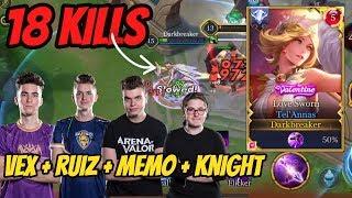 TEL'ANNAS 18 KILLS FT. VEX190 + TQ RUIZ + MEMO + KNIGHT | AoV | 傳說對決 | RoV | Liên Quân Mobile