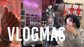 VLOGMAS Days 22-23 | Christmas Maintenance: Hair, Nails, Lashes, Packing for KC