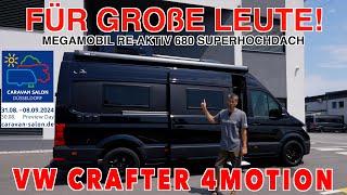 LANG, HOCH & ALLRAD! MegaMobil Mega RE-AKTIV 680 Superhochdach, VW Crafter Caravan Salon | MJ 2025