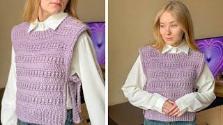 Crochet Drawstring VEST | Master class for beginners