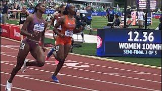 100m Women’s Hurdles Semi-final Heat 3, 2024 U.S. Olympic Trials, Masai Russell, Grace Stark, Bonds