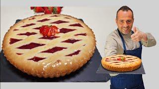 CROSTATA DI FROLLA MONTATA E CONFETTURA DI FRAGOLE ARTIGIANALE.Fatta in casa.Corso di pasticceria