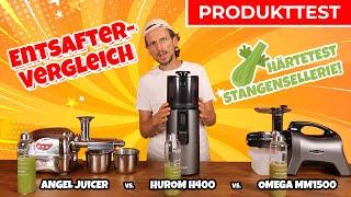 Entsaftervergleich Selleriesaft Hurom H400 vs Angel Juicer vs Omega MM1500