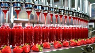 How Tons Of Strawberries Are Farming And Processing Intro Strawberry Jam  - Strawberry Jam Factory