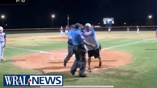 Little League tournament turns into brawl  The coach shoves, umpire swinging mask at him