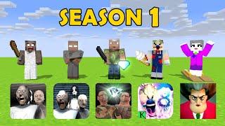 MONSTER MOBS GRANNY THE TWINS ICE SCREAM SCARY TEACHER SEASON 1 ALL EPISODE MINECRAFT ANIMATION