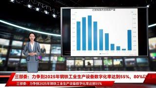 三部委：力争到2025年钢铁工业生产设备数字化率达到55%，80%以上钢铁产能完成超低排放改造