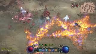 Diablo 4 Sorcerer PvPFirewall Sorcerer battle against other classes grouped up in a party of 4