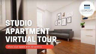 Studio Apartment Virtual Tour Animation - 3d Archviz helps to explain a space.