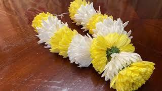 How To Make Fresh ChrysantheMum Flower Garland? Easy Garland Making Method At Home