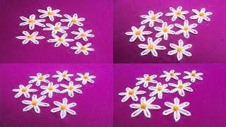 Hand Embroidery; Lazy daisy stitch ; Flower embroidery by Nakshi kantha World