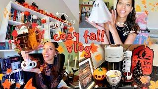 a cozy fall vlog || decorating for fall, making a tbr jar, halloween decor hunting