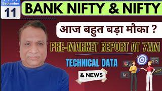 Nifty, Bank Nifty Technical / Data,  Pre- Market Update at 7 am,    11 -Sept -2024