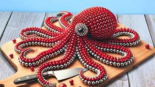 Magnet Challenge: Making GRILLED GIANT OCTOPUS From Magnetic Balls (Satisfying) ASMR 4K