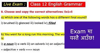 Live Grammar Exam | Class 12 English Grammar Important Questions 2080