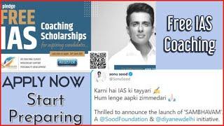 # Free IAS coaching scholarship by Sonu Sood # Sambhavam # IAS exams preparation#