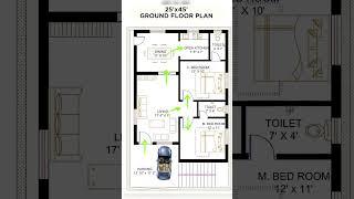 25 by 45 house plan | 25'x45' ground floor plan #floorplan #viral #houseplan #homeplan #architecture