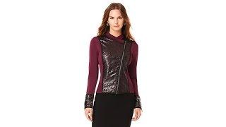 Timeless by Naeem Khan LaserCut Knit Moto Jacket