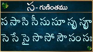 స గుణింతం | Sa gunintham in Telugu | Sa guninthalu | Telugu varnamala Guninthamulu 2024 updated