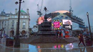 Walking London’s West End on a Rainy Evening in 2021