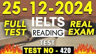 IELTS Reading Test 2024 with Answers | 25.12.2024 | Test No - 420