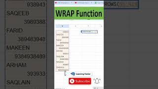 WRAP FUNCTION BEST EXCEL TIPS AND TRICKS EXCEL TRICKS EXCEL FORMULA #excel #excel #reels #shorts