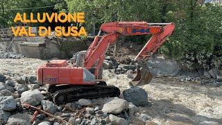 ALLUVIONE VAL DI SUSA - ESCAVATORI ALL'OPERA - 4k