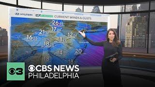 Blustery winds will make temperatures feel like the teens in Philadelphia Tuesday