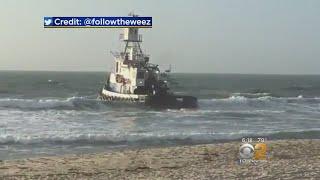 Tugboat Runs Aground At Jersey Shore In Lavallette