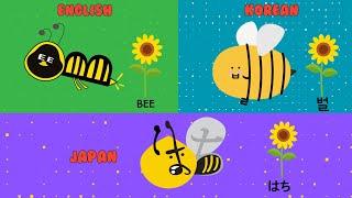 Visual Letter Artistry: Hidden Animal Words Quiz (Korean, English, Japanese)_BEE_벌_はち